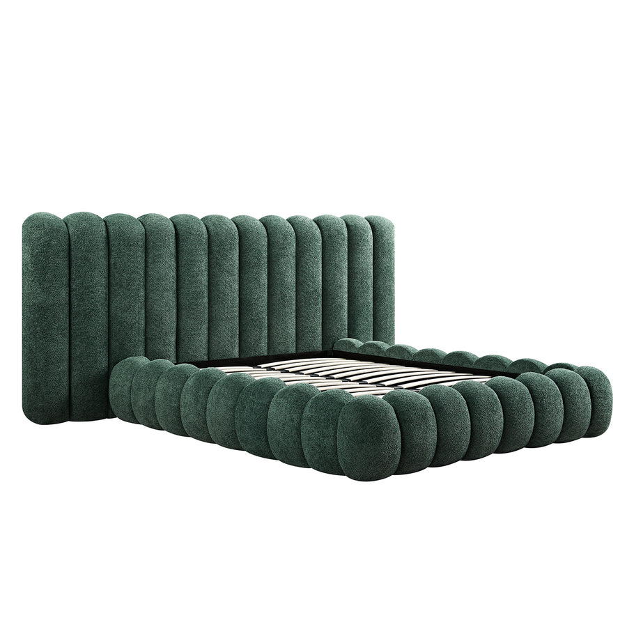 Sebastian Grand Storage Bed, Forest Green Teddy Bouclé