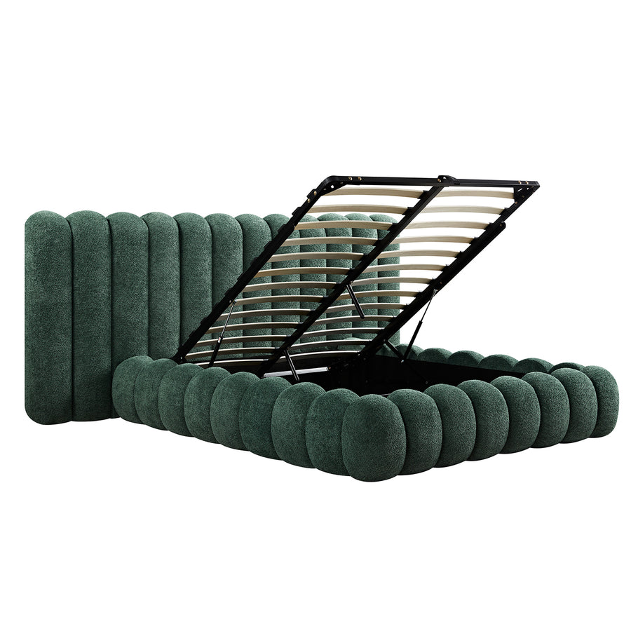 Sebastian Grand Storage Bed, Forest Green Teddy Bouclé