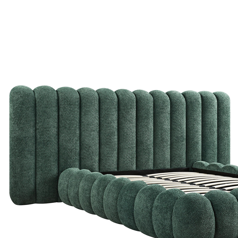Sebastian Grand Storage Bed, Forest Green Teddy Bouclé