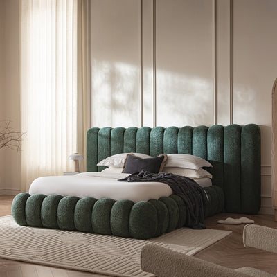Sebastian Grand Storage Bed, Forest Green Teddy Bouclé