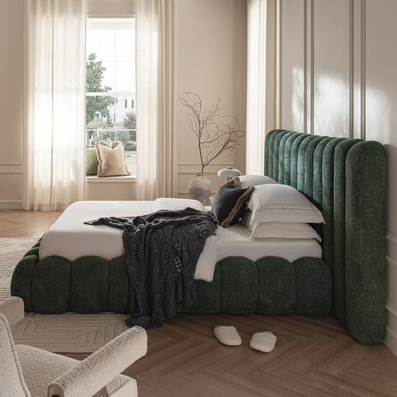 Sebastian Grand Storage Bed, Forest Green Teddy Bouclé