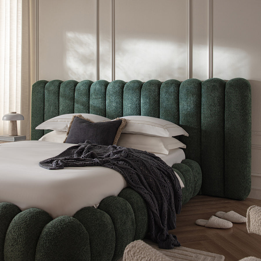 Sebastian Grand Storage Bed, Forest Green Teddy Bouclé
