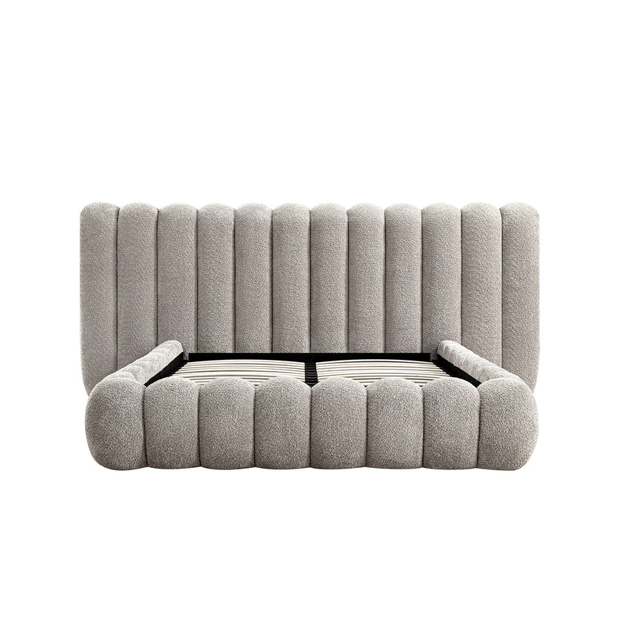 Sebastian Grand Storage Bed, Stone Teddy Bouclé