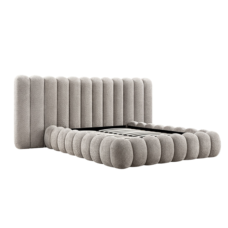 Sebastian Grand Storage Bed, Stone Teddy Bouclé