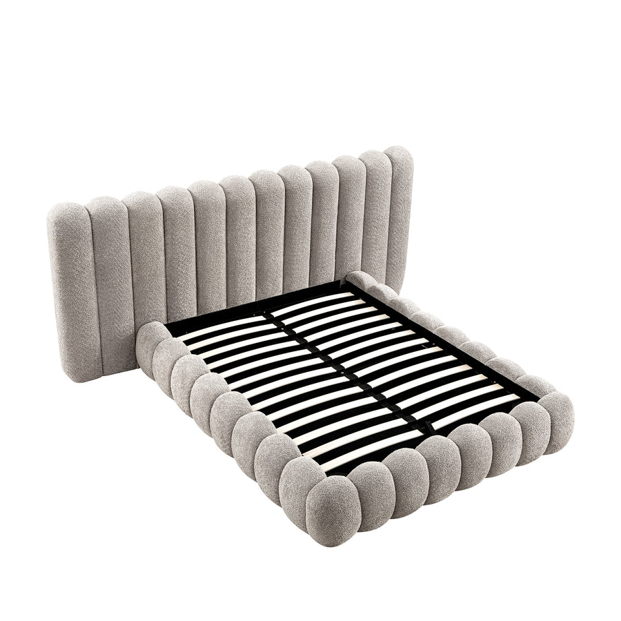 Sebastian Grand Storage Bed, Stone Teddy Bouclé