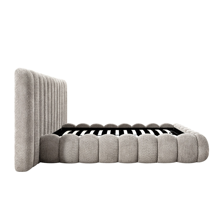 Sebastian Grand Storage Bed, Stone Teddy Bouclé