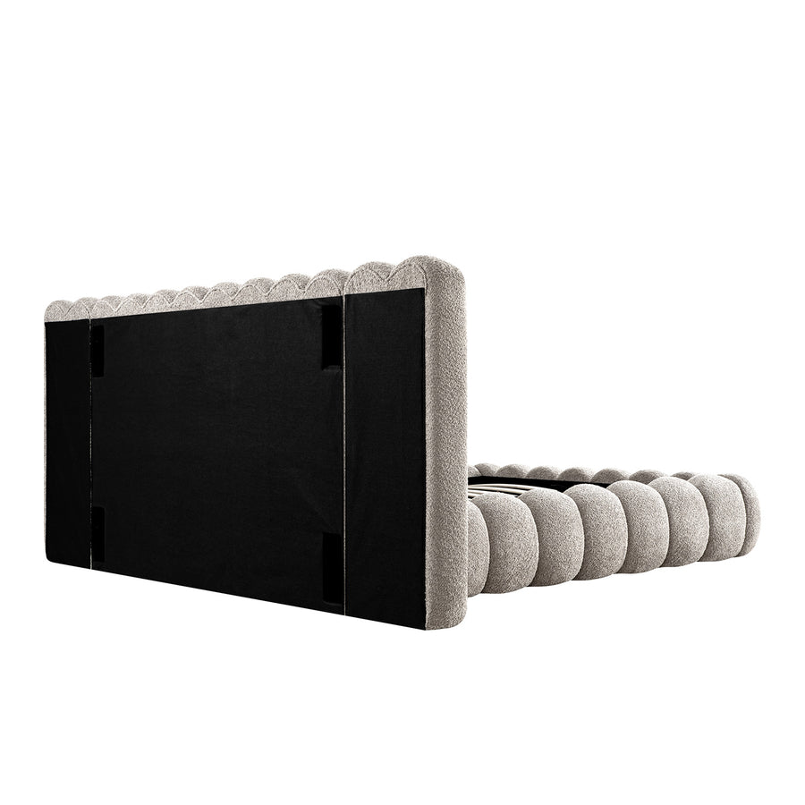 Sebastian Grand Storage Bed, Stone Teddy Bouclé