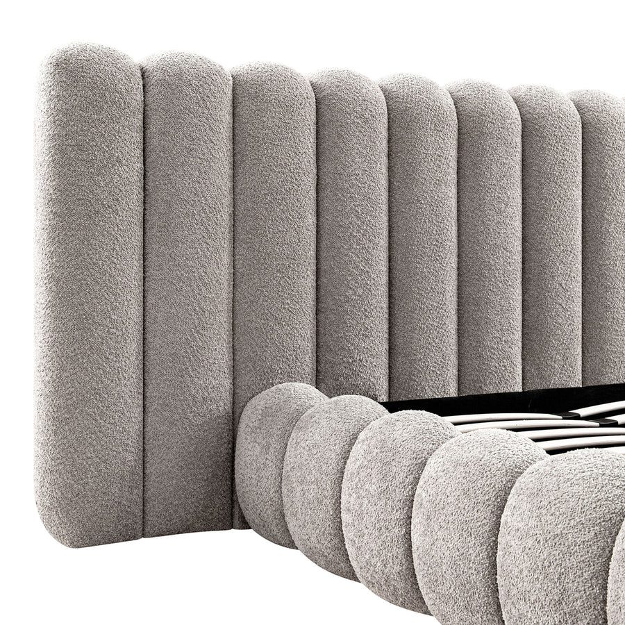 Sebastian Grand Storage Bed, Stone Teddy Bouclé