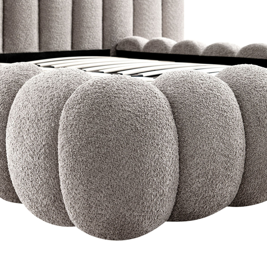 Sebastian Grand Storage Bed, Stone Teddy Bouclé