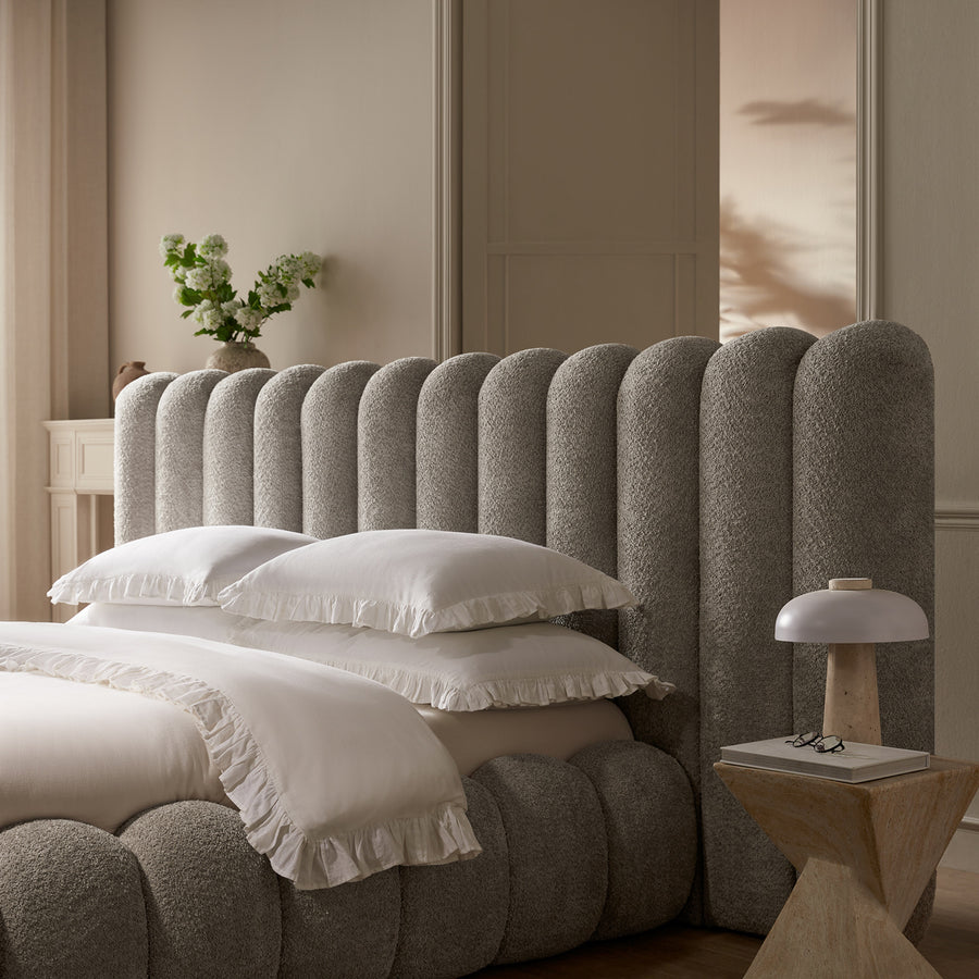 Sebastian Grand Storage Bed, Stone Teddy Bouclé