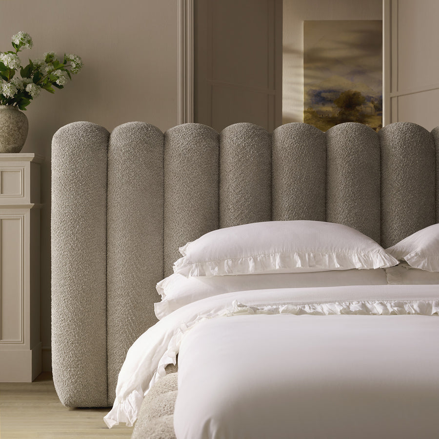 Sebastian Grand Storage Bed, Stone Teddy Bouclé