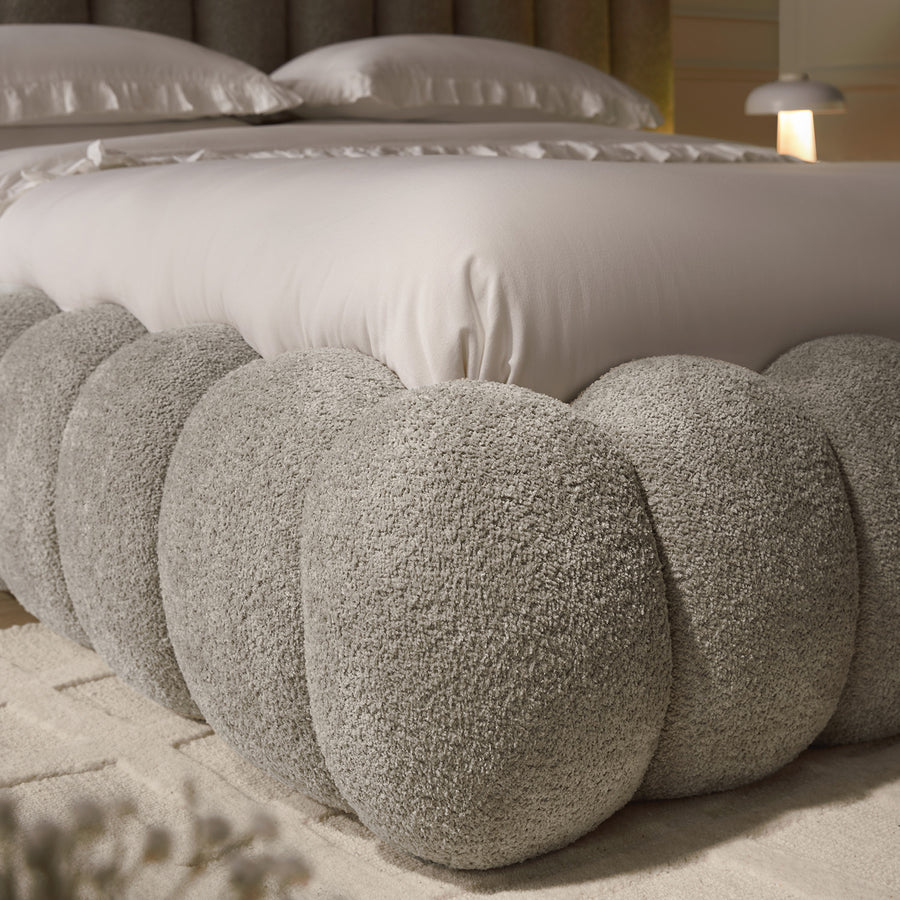 Sebastian Grand Storage Bed, Stone Teddy Bouclé