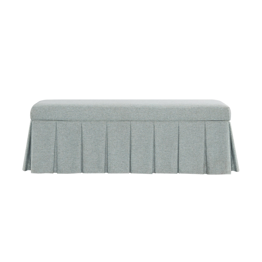Egerton Box - Pleat Storage Bench, Pale Aqua Brushed Fabric - daals