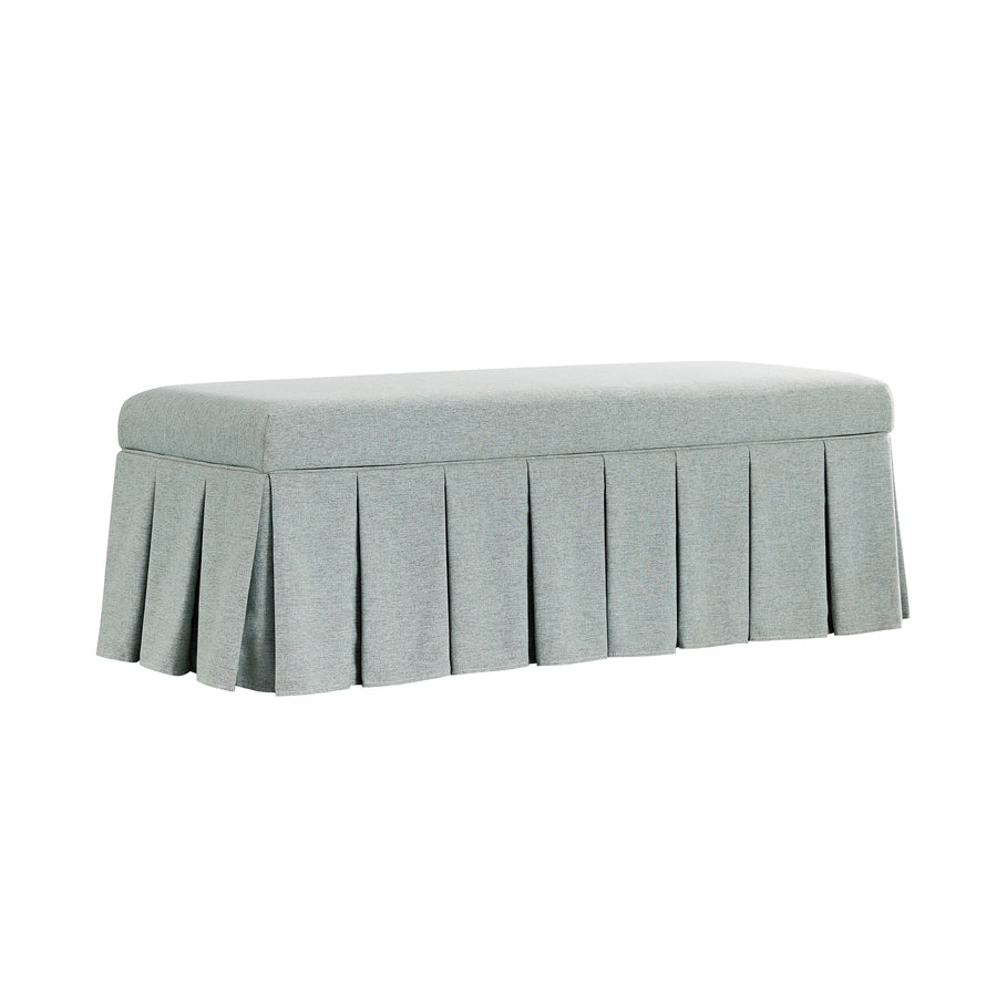 Egerton Box - Pleat Storage Bench, Pale Aqua Brushed Fabric - daals