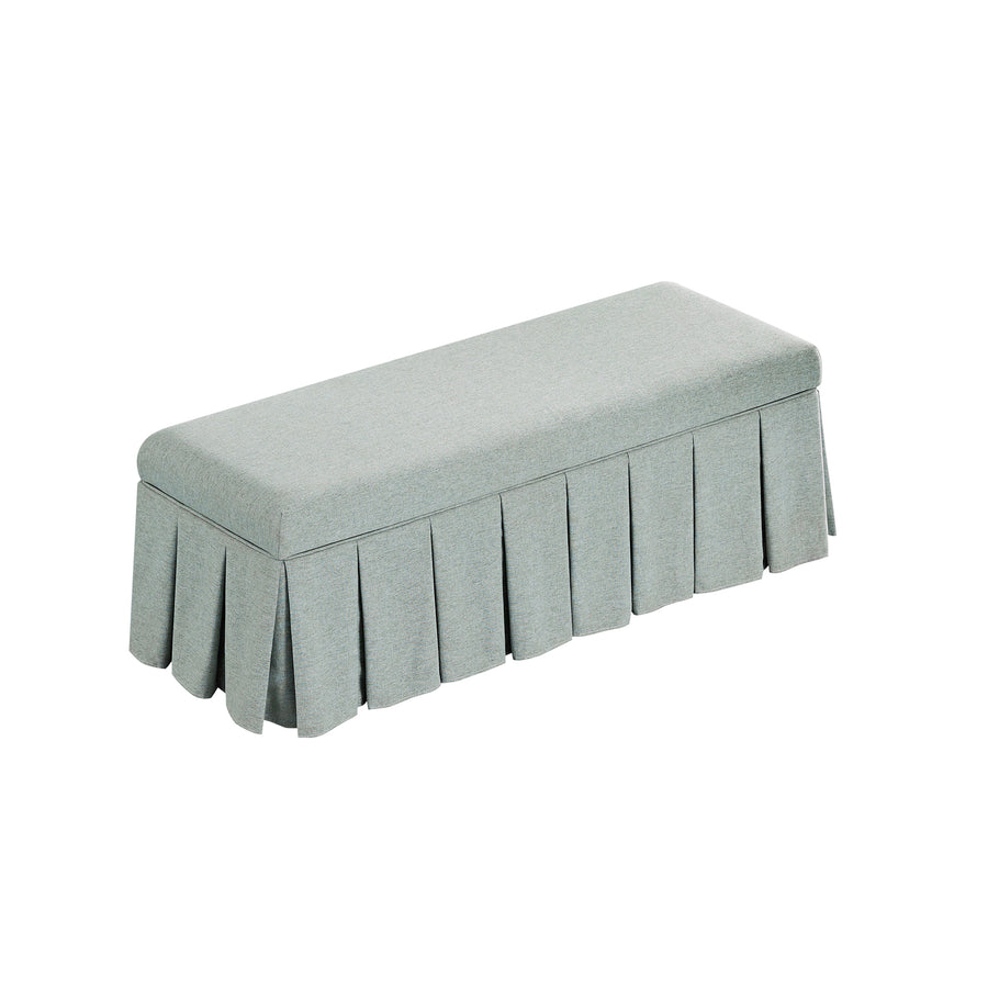 Egerton Box - Pleat Storage Bench, Pale Aqua Brushed Fabric - daals