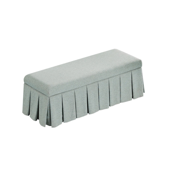 Egerton Box-Pleat Storage Bench, Pale Aqua Brushed Fabric