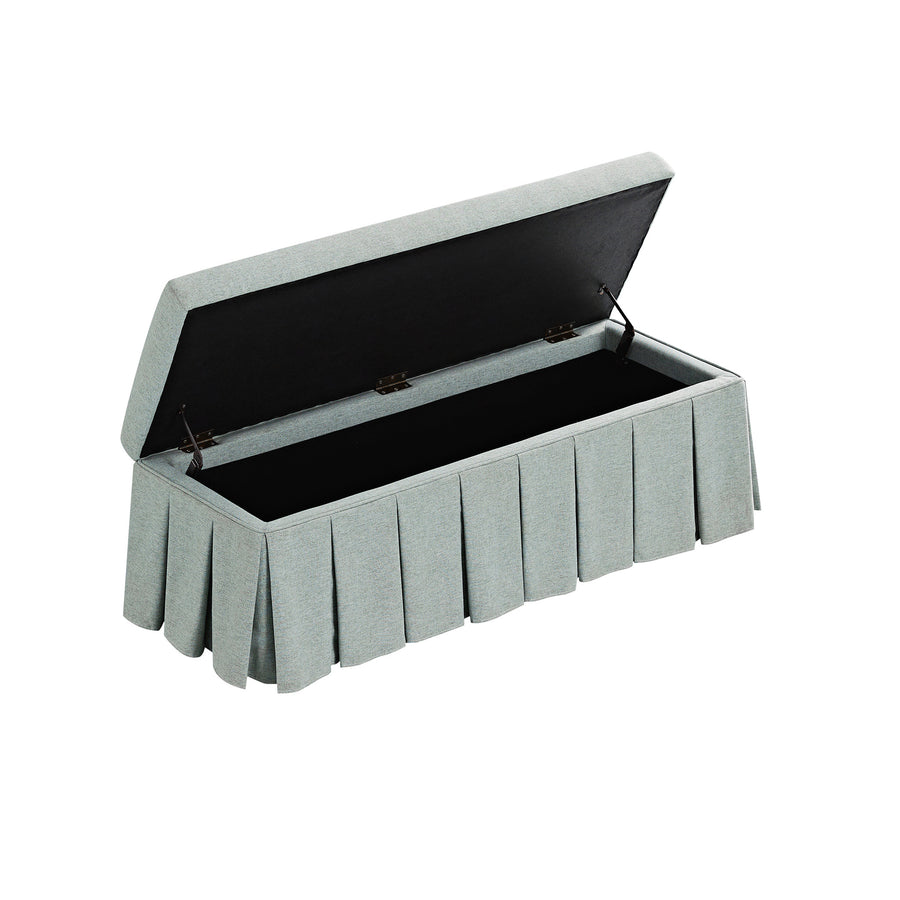 Egerton Box - Pleat Storage Bench, Pale Aqua Brushed Fabric - daals