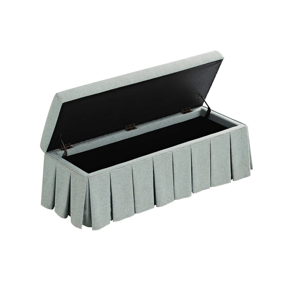 Egerton Box-Pleat Storage Bench, Pale Aqua Brushed Fabric