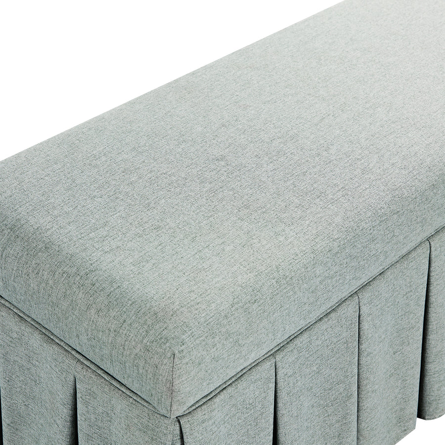 Egerton Box - Pleat Storage Bench, Pale Aqua Brushed Fabric - daals