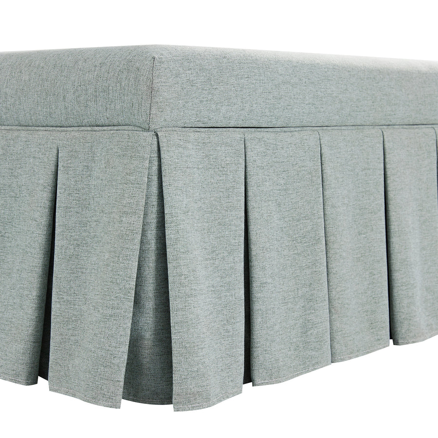 Egerton Box - Pleat Storage Bench, Pale Aqua Brushed Fabric - daals