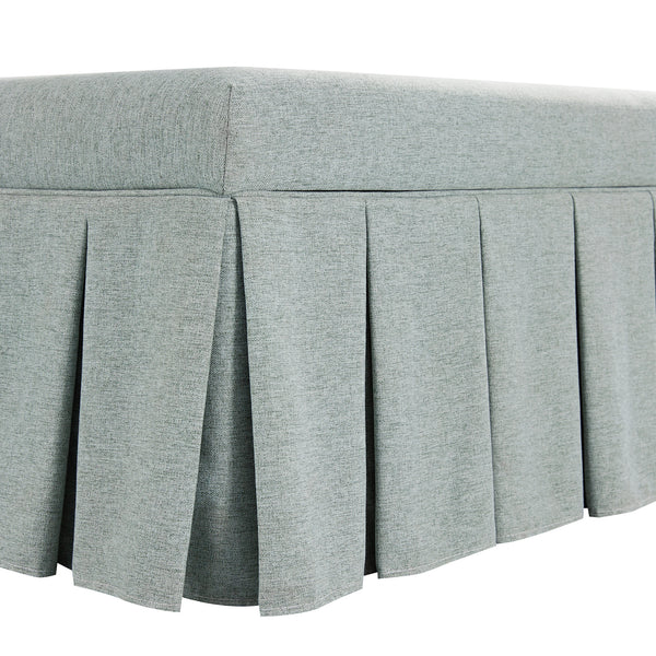 Egerton Box-Pleat Storage Bench, Pale Aqua Brushed Fabric