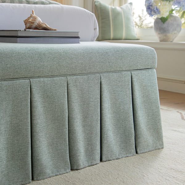 Egerton Box-Pleat Storage Bench, Pale Aqua Brushed Fabric