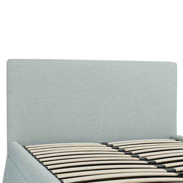 Egerton Box-Pleat Ottoman Storage Bed, Pale Aqua Brushed Fabric