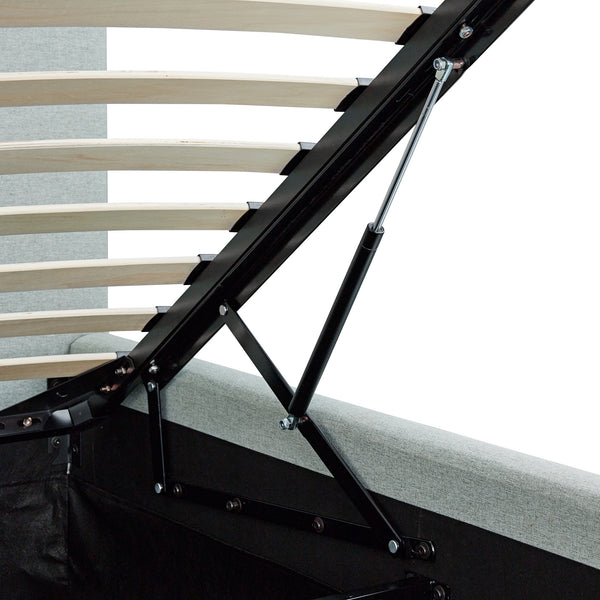 Egerton Box-Pleat Ottoman Storage Bed, Pale Aqua Brushed Fabric