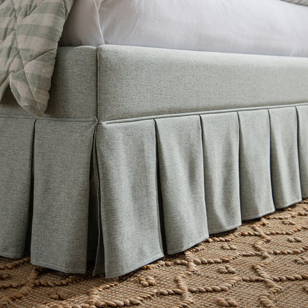 Egerton Box-Pleat Ottoman Storage Bed, Pale Aqua Brushed Fabric