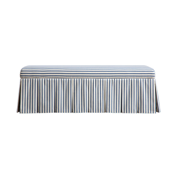 Egerton Box - Pleat Storage Bench, Blue Striped Linen - daals