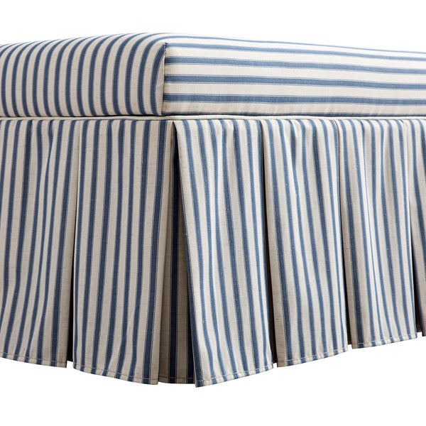 Egerton Box-Pleat Storage Bench, Blue Striped Linen