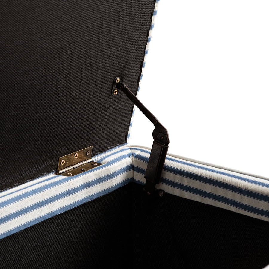 Egerton Box-Pleat Storage Bench, Blue Striped Linen