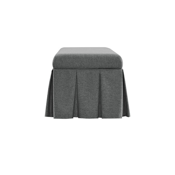 Egerton Box-Pleat Storage Bench, Charcoal Brushed Fabric