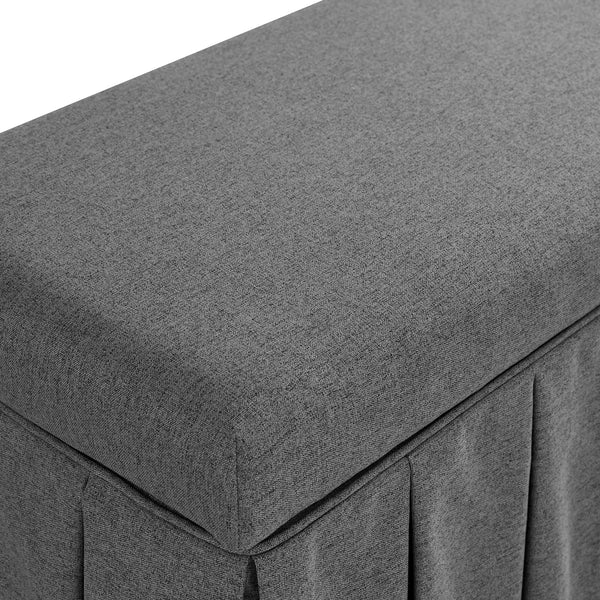 Egerton Box-Pleat Storage Bench, Charcoal Brushed Fabric