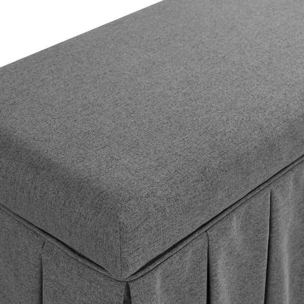 Egerton Box-Pleat Storage Bench, Charcoal Brushed Fabric