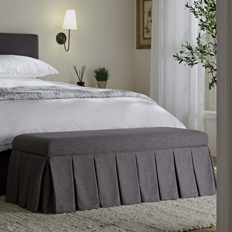 Egerton Box - Pleat Storage Bench, Charcoal Brushed Fabric - daals
