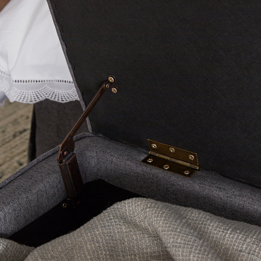 Egerton Box - Pleat Storage Bench, Charcoal Brushed Fabric - daals