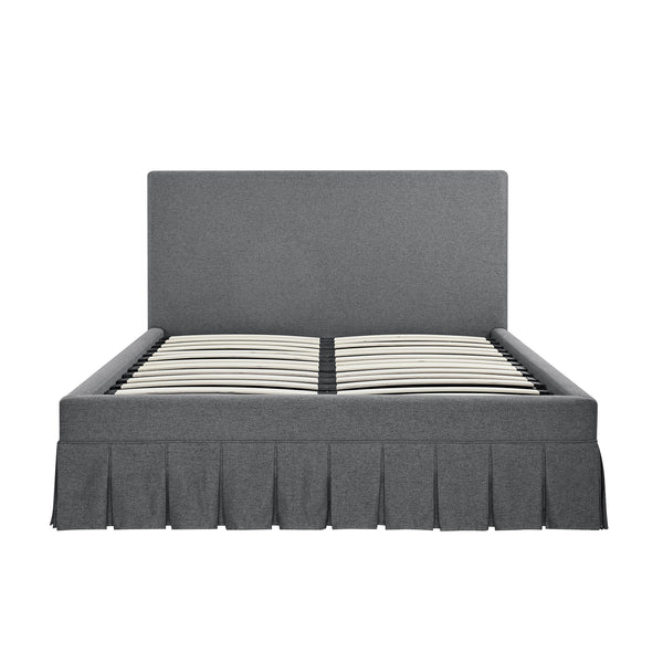 Egerton Box-Pleat Ottoman Storage Bed, Charcoal Brushed Fabric