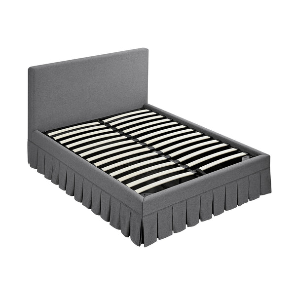 Egerton Box-Pleat Ottoman Storage Bed, Charcoal Brushed Fabric