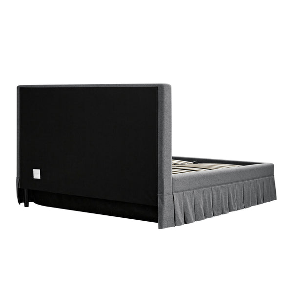 Egerton Box-Pleat Ottoman Storage Bed, Charcoal Brushed Fabric