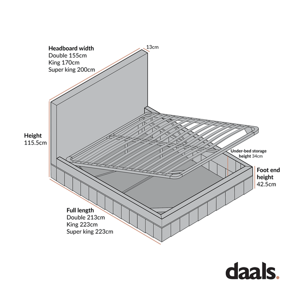 Egerton Box-Pleat Ottoman Storage Bed, Pale Aqua Brushed Fabric
