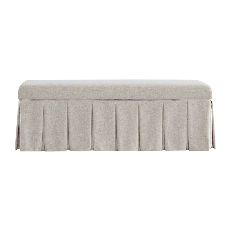 Egerton Box-Pleat Storage Bench, Oatmeal Brushed Fabric