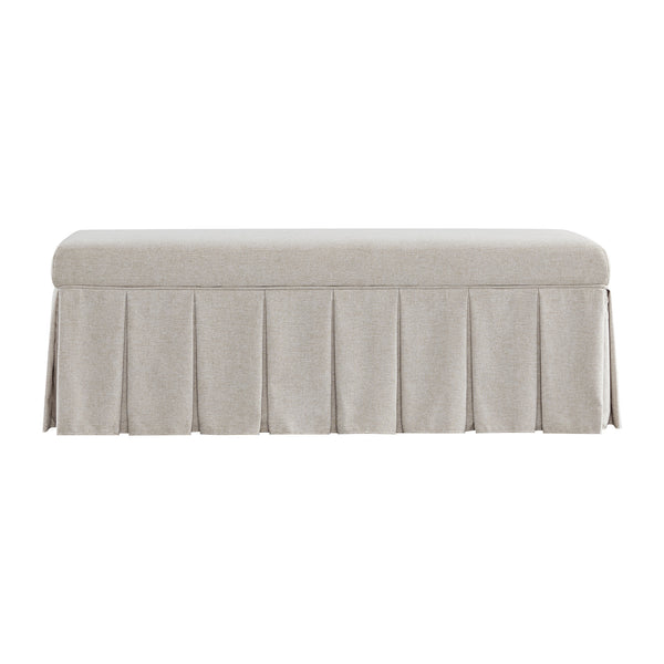 Egerton Box-Pleat Storage Bench, Oatmeal Brushed Fabric