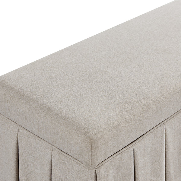 Egerton Box-Pleat Storage Bench, Oatmeal Brushed Fabric