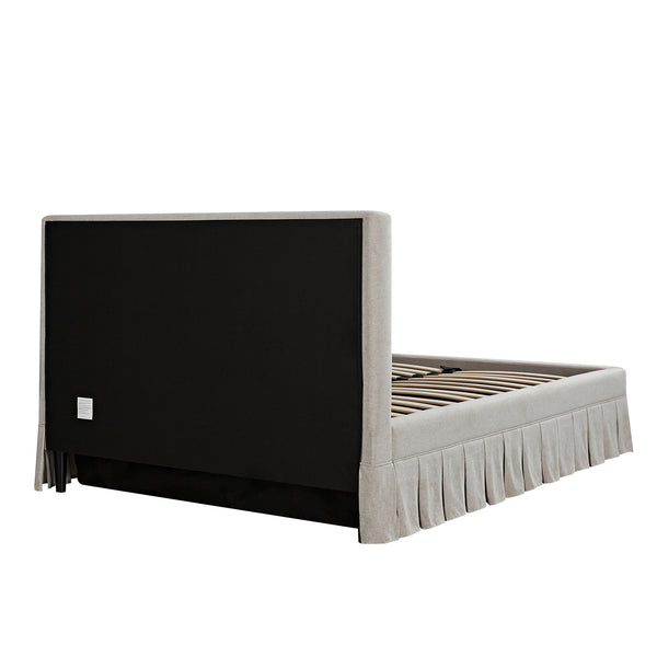 Egerton Box-Pleat Ottoman Storage Bed, Oatmeal Brushed Fabric