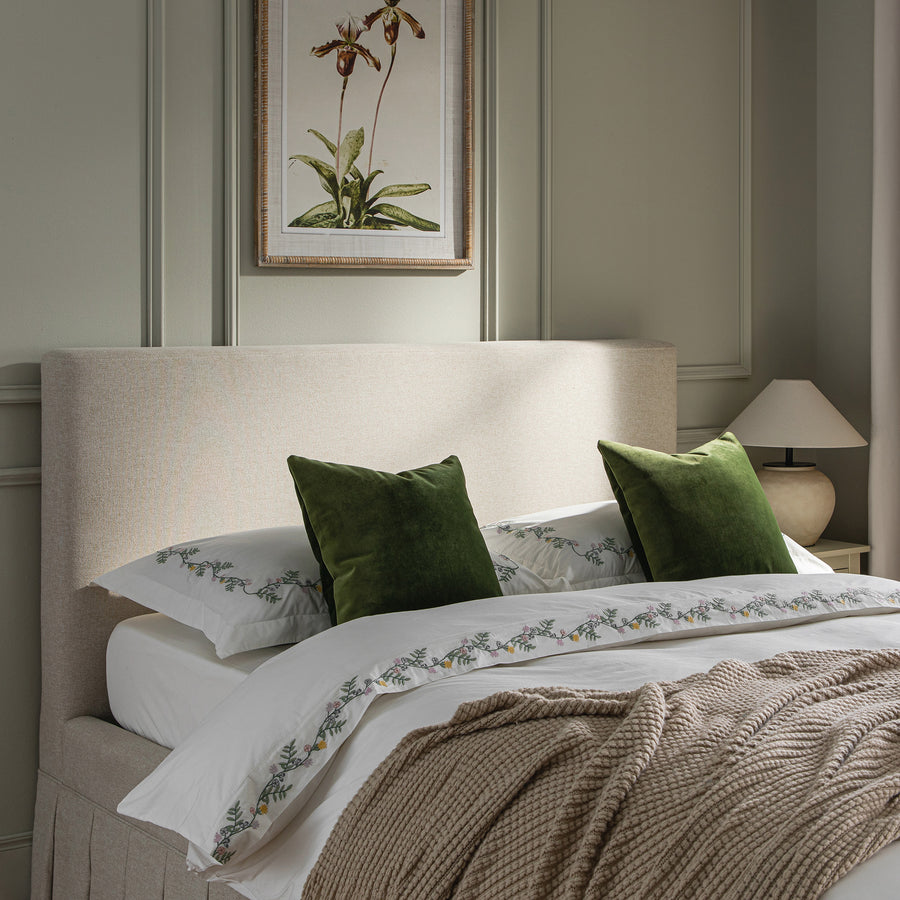Egerton Box-Pleat Ottoman Storage Bed, Oatmeal Brushed Fabric