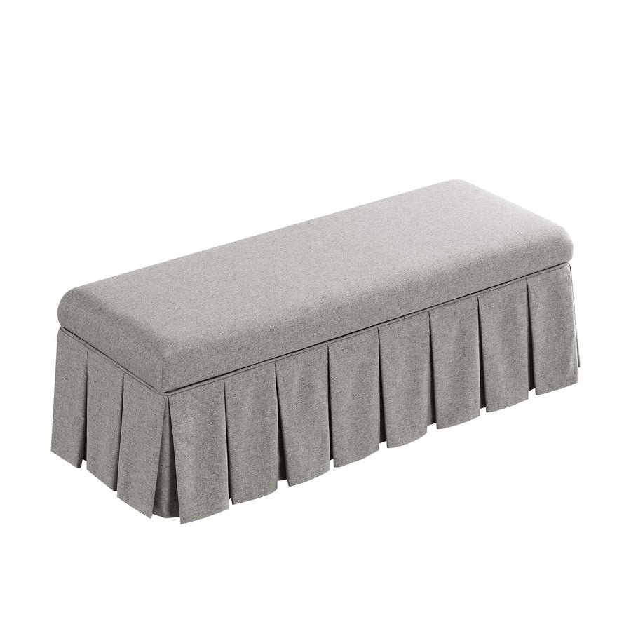 Egerton Box - Pleat Storage Bench, Stone Brushed Fabric - daals