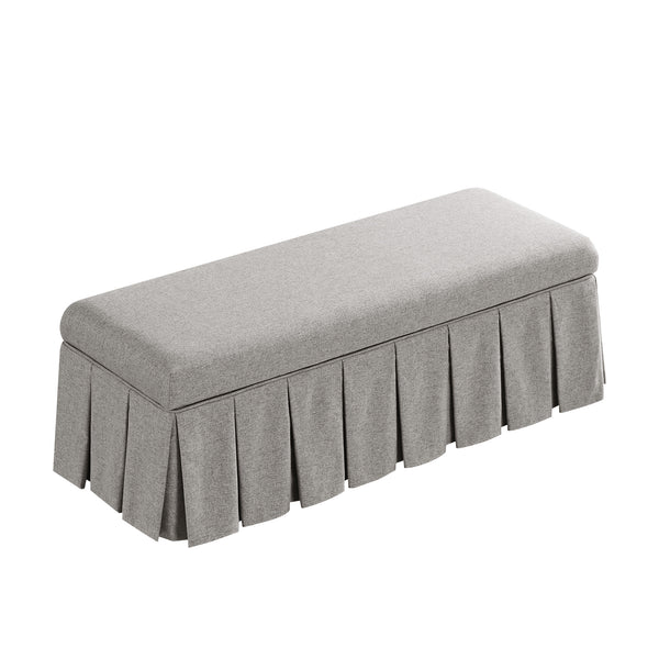 Egerton Box - Pleat Storage Bench, Stone Brushed Fabric - daals