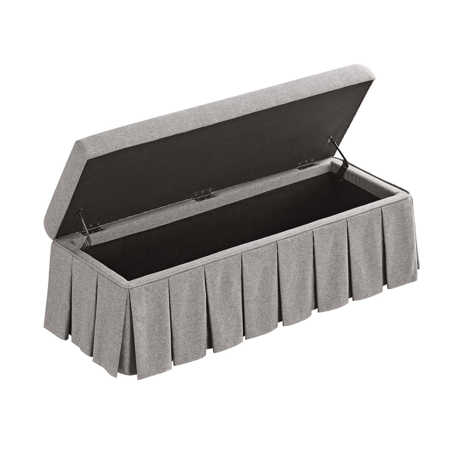 Egerton Box - Pleat Storage Bench, Stone Brushed Fabric - daals
