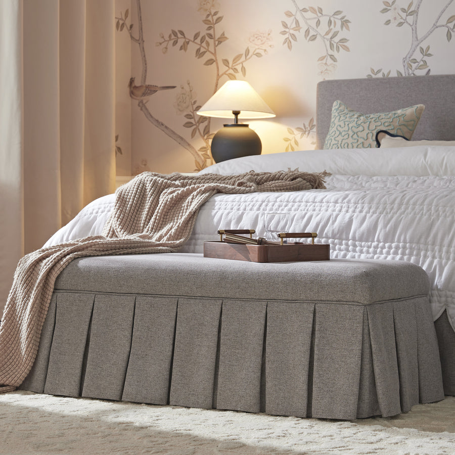 Egerton Box - Pleat Storage Bench, Stone Brushed Fabric - daals